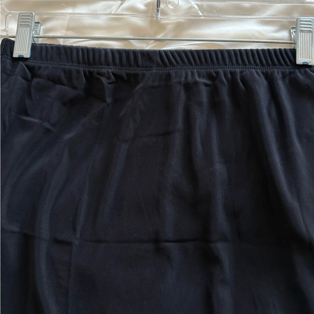 AB Studio Petite Small Black Knee Length A-Line Skirt Nylon Spandex Elastic Wais - Picture 3 of 6
